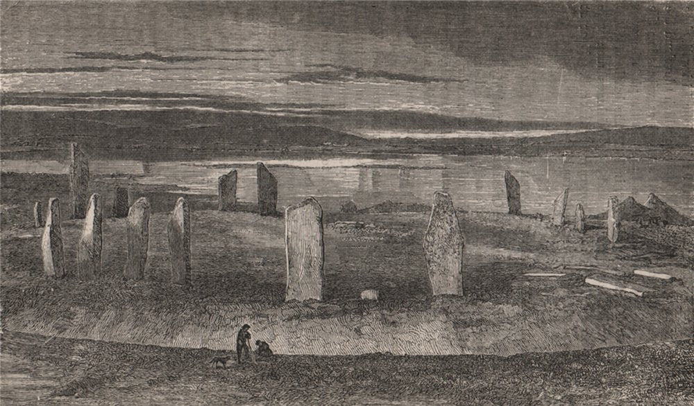 The standing stones of Stenness, 9 miles from Kirkwall. Scotland 1886 print